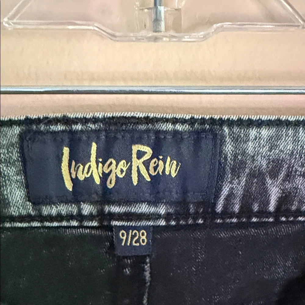 Indigo Rein Acid Wash Black Gray Distressed High-Rise Jean Shorts